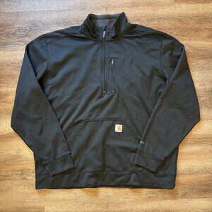 Carhartt Turtleneck Fleece Mens 2XL Black Distressed Long Sleeve Sweater